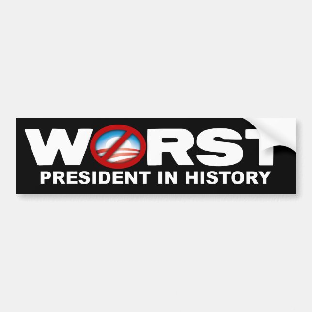 Autocollant De Voiture Anti Obama - le plus mauvais président dans (Devant)