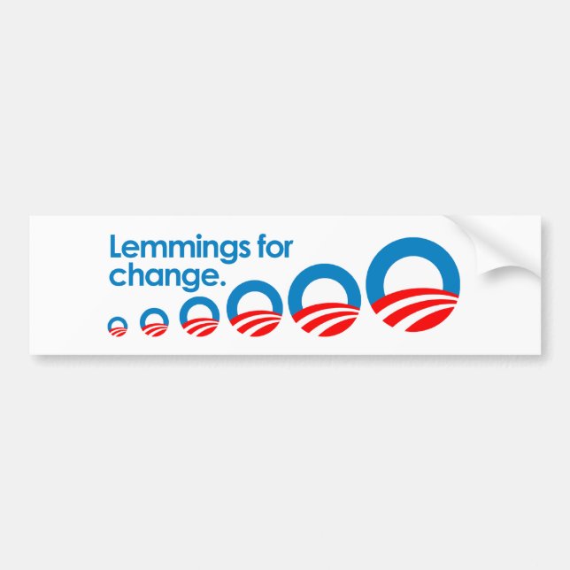 Autocollant De Voiture Anti-Obama - lemmings pour le changement (Devant)
