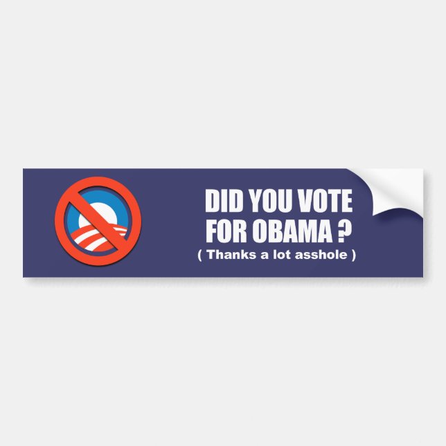 Autocollant De Voiture Anti-Obama - vous avez voté pour obama - mercis (Devant)