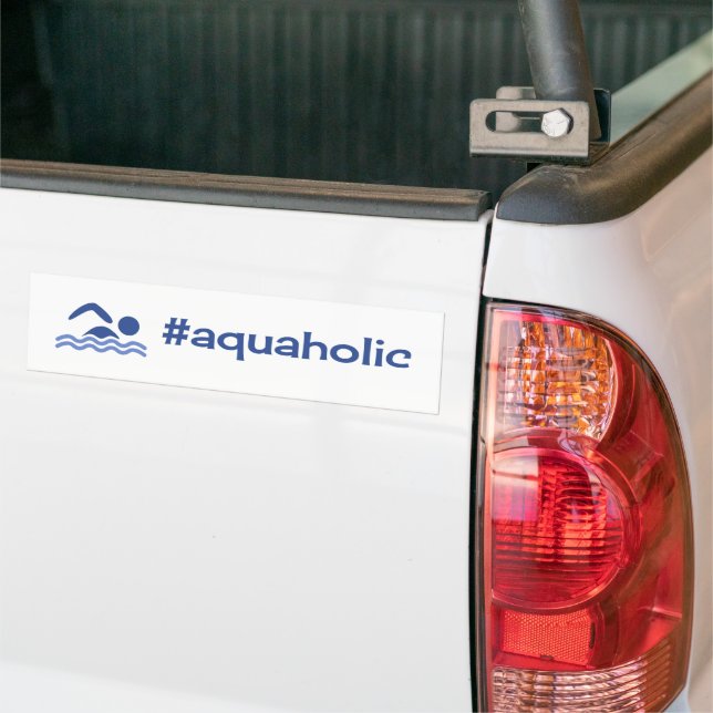 Autocollant De Voiture Aquaholic drôle de nage bleu sur blanc (Sur camion)