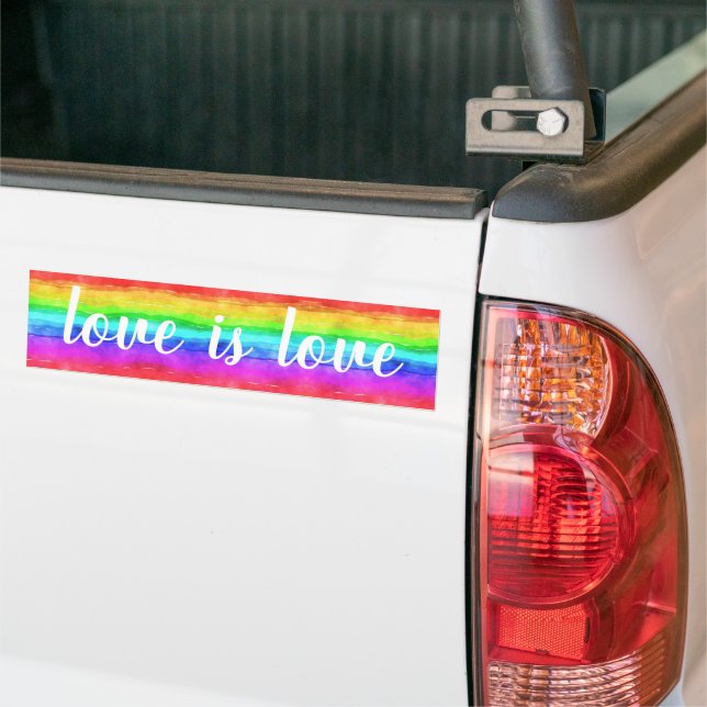Autocollant De Voiture Aquarelle Rainbow Love is Love Pride (Sur camion)