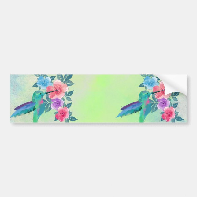 Autocollant De Voiture Aquarelles à la mode cool colibri floral (Devant)