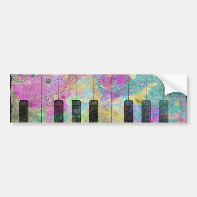 Autocollant De Voiture Aquarelles cool Plaques Piano coloré (Devant)