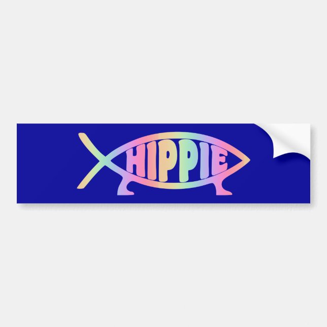Autocollant De Voiture Arc-en-ciel de poissons de hippie (Devant)