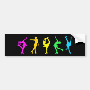 Autocollant De Voiture Arc-en-ciel en pastel au néon de patineurs