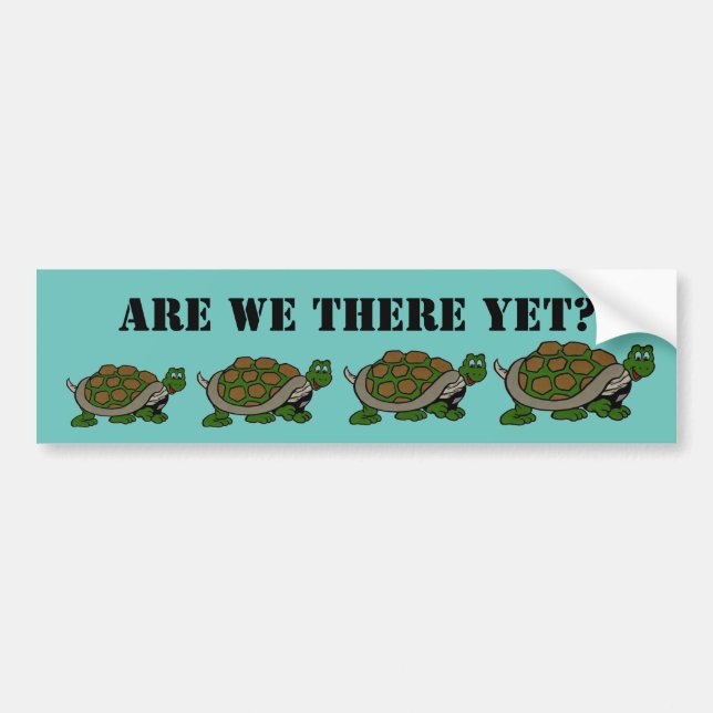 Autocollant De Voiture Are We There Yet Turtle slow travel road trip (Devant)