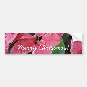 Autocollant De Voiture Argent Star Marbre Poinsettias Pink Holiday Floral