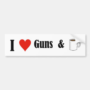 Autocollant De Voiture Armes à feu et café du coeur I