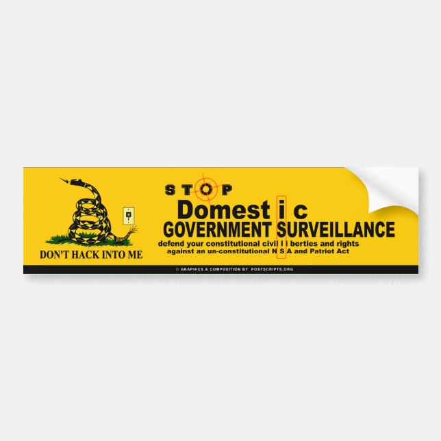 Autocollant De Voiture Arrêter l'espionnage domestique (Devant)