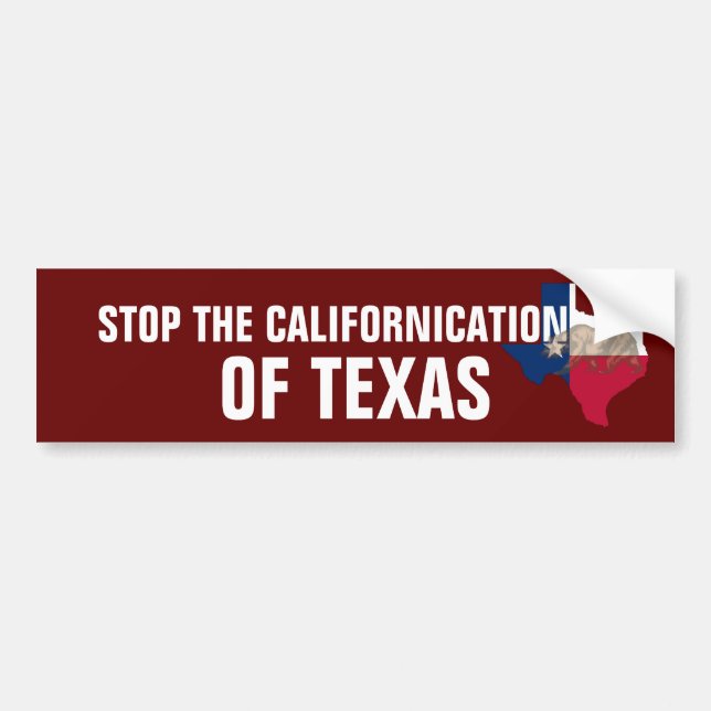 Autocollant De Voiture Arrêtez La Californie Du Texas (Devant)