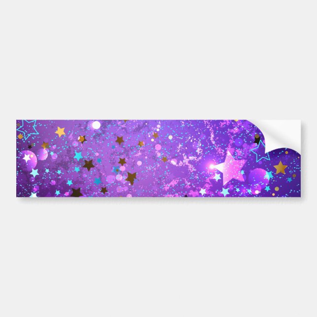 Autocollant De Voiture Arrière - plan de feuille violet avec étoiles (Devant)