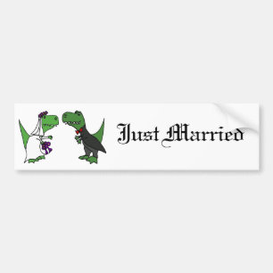 Autocollant De Voiture Art drôle de mariage de jeunes mariés de dinosaure