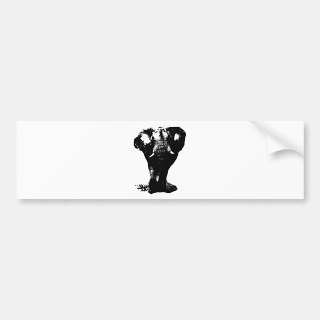 Autocollant De Voiture Art pop Eléphant Noir & Blanc (Devant)