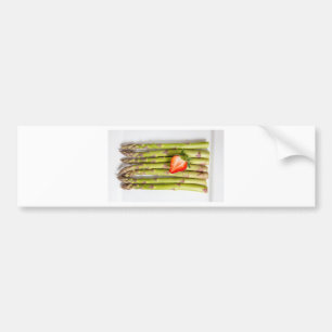 Autocollant De Voiture asperges verts avec fraises vue de dessus