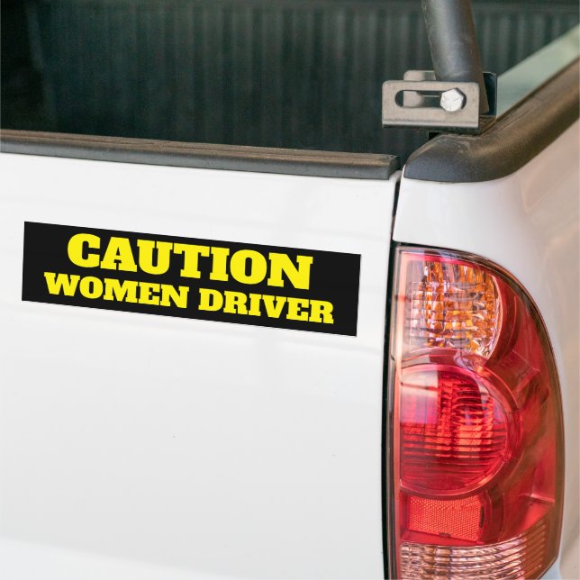 AUTOCOLLANT DE VOITURE ATTENTION, FEMMES CONDUCTEUR (Sur camion)
