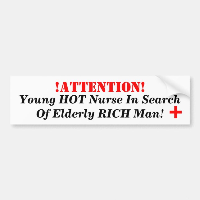 Autocollant De Voiture ! ATTENTION ! , Jeune infirmière CHAUDE à la (Devant)