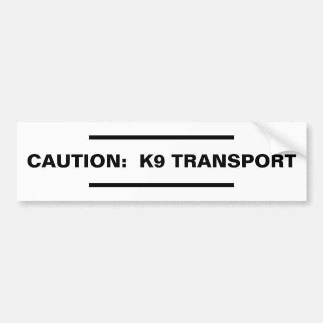 Autocollant De Voiture Attention : Transport K9 (Devant)
