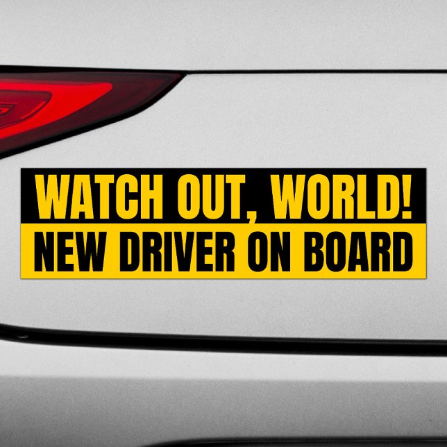 Autocollant De Voiture Attention World Nouveau Conducteur À Bord Drôle (Créateur téléchargé)