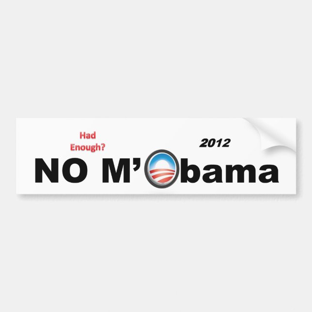 Autocollant De Voiture Aucun adhésif pour pare-chocs 2012 de M'Obama (Devant)