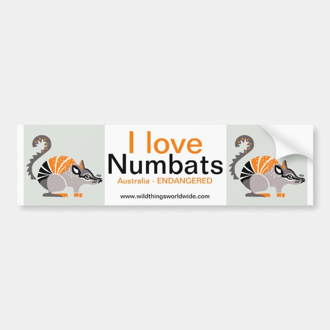 Autocollant De Voiture Australie - J'aime NUMBATS - Faune - Nature (Devant)