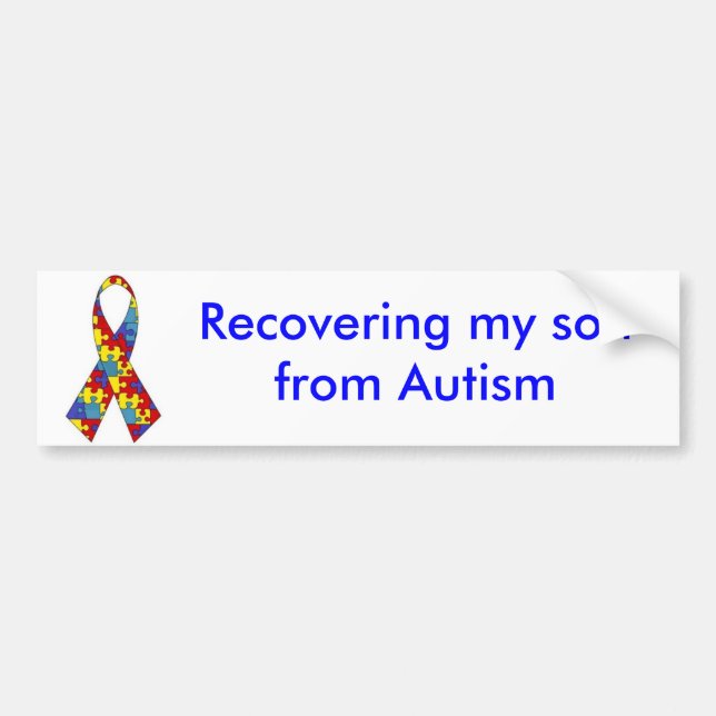 Autocollant De Voiture autism_ribbon, récupérant mon fils de l'autisme (Devant)