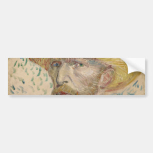 Autocollant De Voiture Autoportrait avec Casquette de paille par Vincent