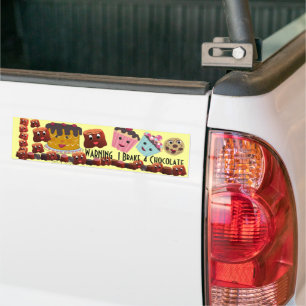 Autocollant De Voiture AVERTISSEMENT Je freine pour le chocolat Chibi -