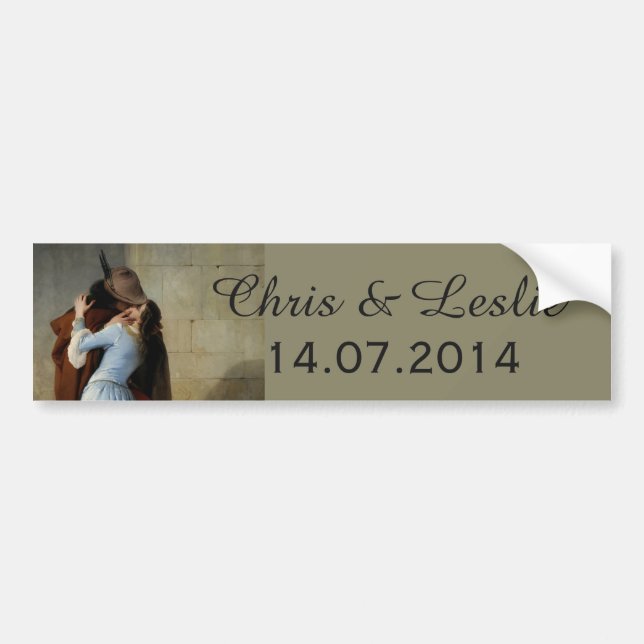 Autocollant De Voiture Baiser / Il Bacio Bumpersticker texte personnalisé (Devant)