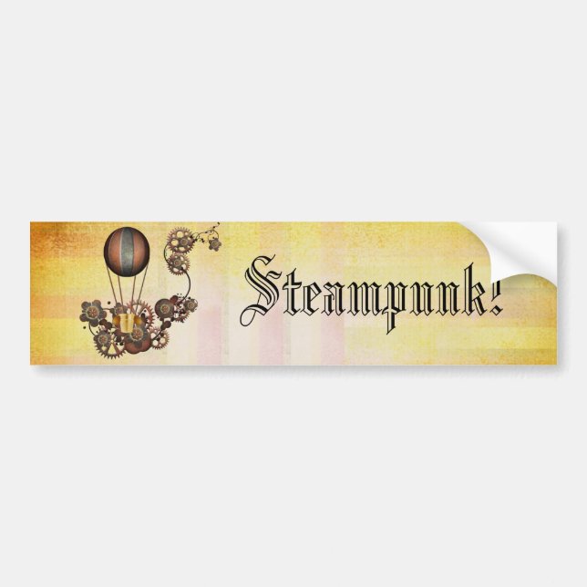Autocollant De Voiture Ballon Steampunk Antique Jaune (Devant)