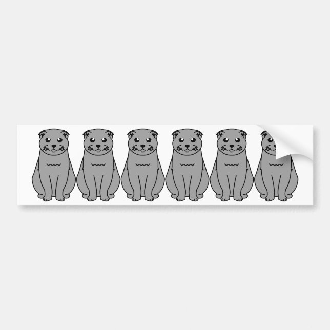 Autocollant De Voiture Bande dessinée de chat de pli d'écossais (Devant)
