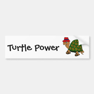 Autocollant De Voiture Bande dessinée drôle de tortue de fleur de hippie
