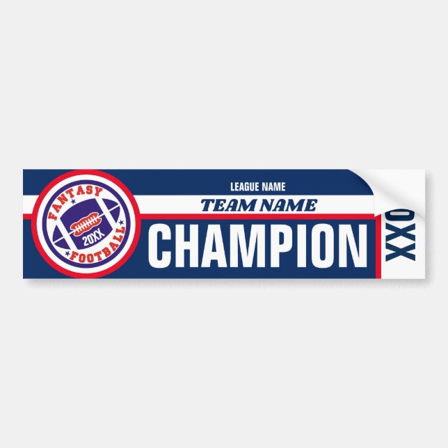 Autocollant De Voiture Bannière championne de Imaginaire de football (Devant)