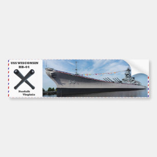 Autocollant De Voiture Battleship USS Wisconsin BB-64