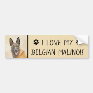 Autocollant De Voiture Belgian Malinois Painting - Cute Original Dog Art