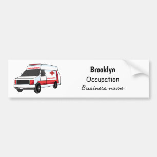Autocollant De Voiture Belle ambulance rouge caricature van