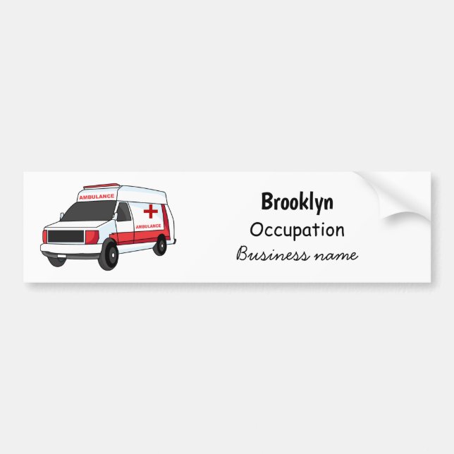 Autocollant De Voiture Belle ambulance rouge caricature van (Devant)