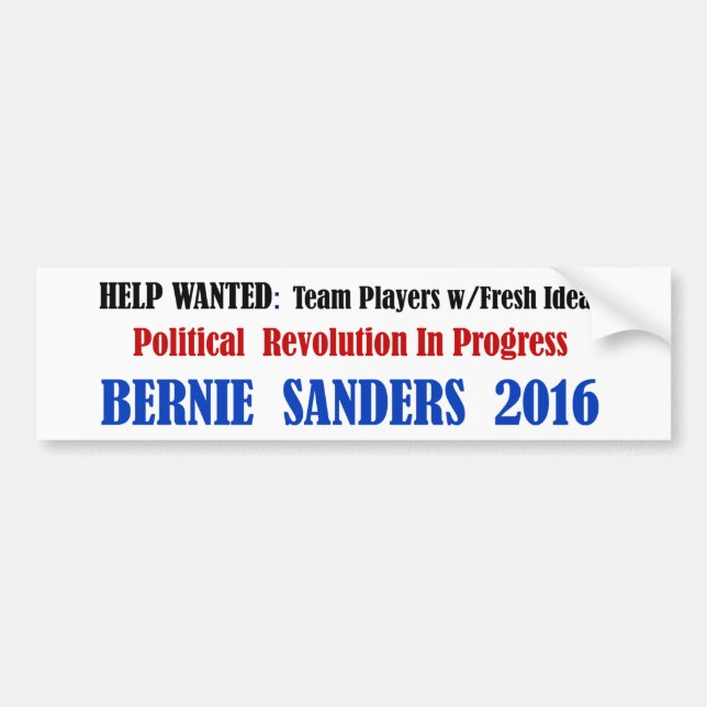 Autocollant De Voiture BernieSanders : Révolution politique sur le blanc (Devant)