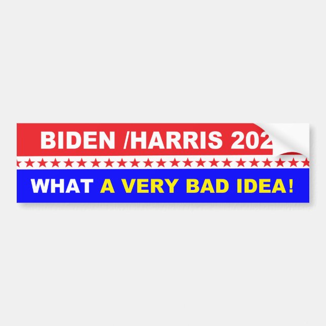 Autocollant De Voiture Biden Harris Quelle Mauvaise Idée (Devant)