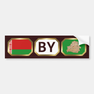 Autocollant De Voiture Biélorussie Code de la carte du drapeau