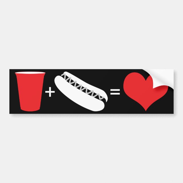Autocollant De Voiture bière + hot dogs = amour (Devant)