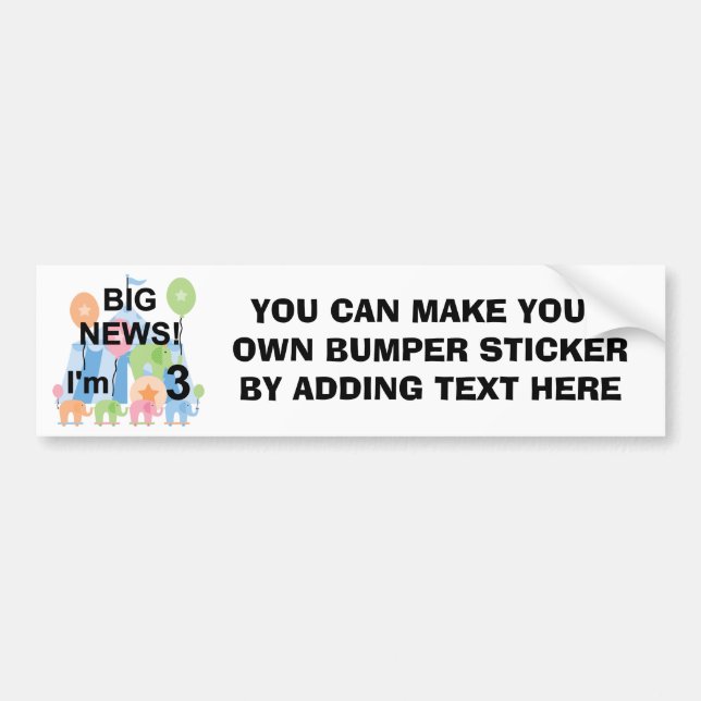 Autocollant De Voiture Big News Circus 3e Anniversaire Tshirts et cadeaux (Devant)