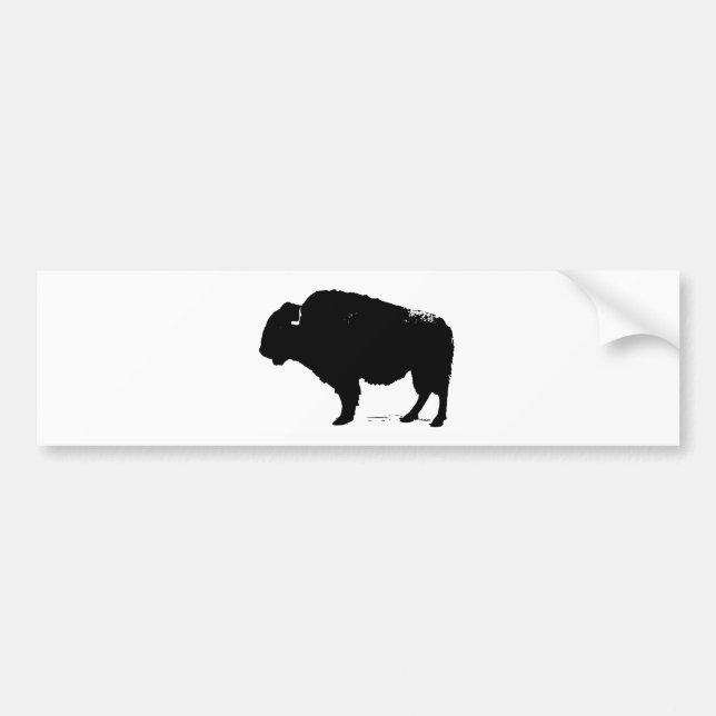 Autocollant De Voiture Bison de Buffalo Art noir et blanc (Devant)