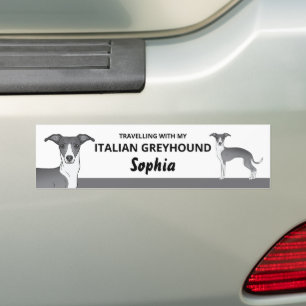 Autocollant De Voiture Bleu Et Blanc - Voyager Avec Mon Chien Iggy