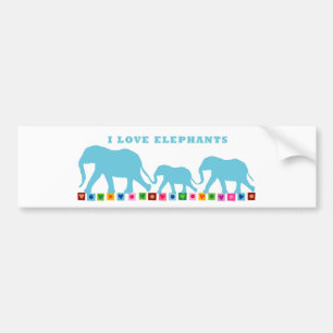 Autocollant De Voiture Blue Elephants Walking