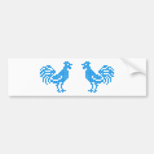 Autocollant De Voiture Blue Rooster cross-stitch