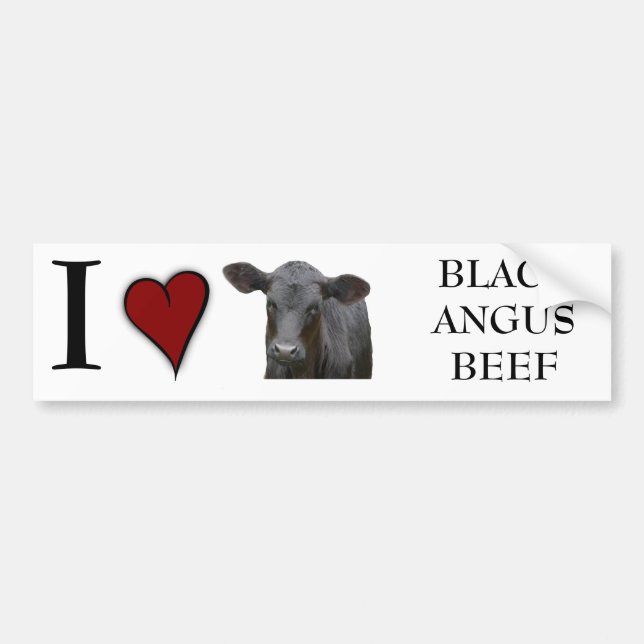 Autocollant De Voiture Boeuf noir d'Angus - conception de coeur d'amour (Devant)