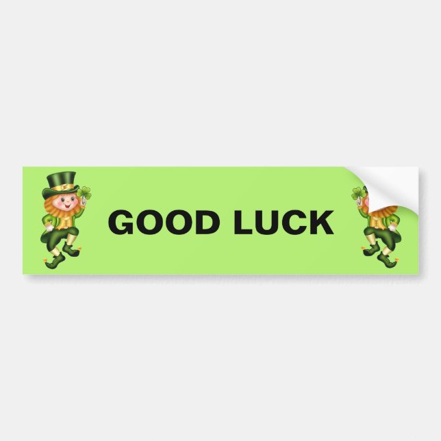 Autocollant De Voiture Bonne chance mignon leprechauns & shamrocks sur ve (Devant)
