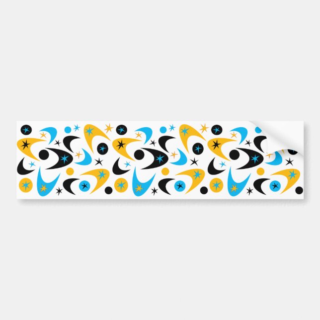 Autocollant De Voiture Boomerang de Starburst Yellow Black et Aqua Starbu (Devant)