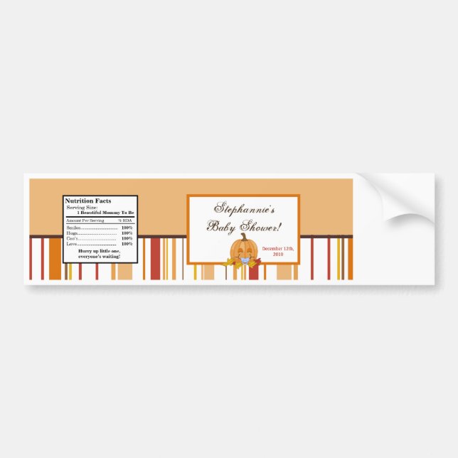 Autocollant De Voiture Bouteille d'eau Étiquette automne Citrouille bébé (Devant)