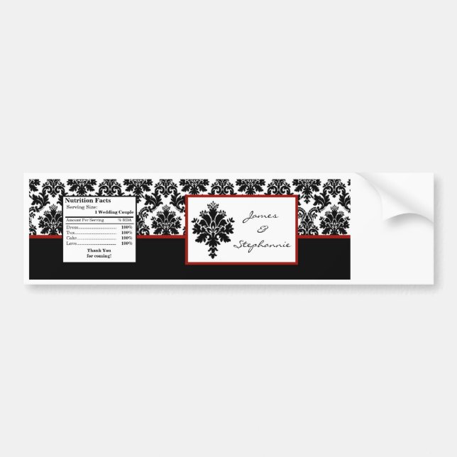 Autocollant De Voiture Bouteille d'eau Étiquette Black Red Damask Lace Im (Devant)